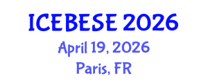 International Conference on Environmental, Biological, Ecological Sciences and Engineering (ICEBESE) April 19, 2026 - Paris, France