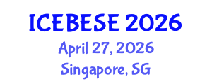 International Conference on Environmental, Biological, Ecological Sciences and Engineering (ICEBESE) April 27, 2026 - Singapore, Singapore International Conference on Environmental, Biological, Ecological Sciences and Engineering (ICEBESE) April 27, 2026 - Singapore, Singapore