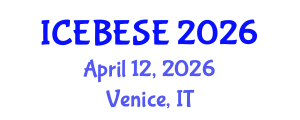 International Conference on Environmental, Biological, Ecological Sciences and Engineering (ICEBESE) April 12, 2026 - Venice, Italy