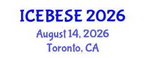 International Conference on Environmental, Biological, Ecological Sciences and Engineering (ICEBESE) August 14, 2026 - Toronto, Canada International Conference on Environmental, Biological, Ecological Sciences and Engineering (ICEBESE) August 14, 2026 - Toronto, Canada