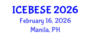 International Conference on Environmental, Biological, Ecological Sciences and Engineering (ICEBESE) February 16, 2026 - Manila, Philippines International Conference on Environmental, Biological, Ecological Sciences and Engineering (ICEBESE) February 16, 2026 - Manila, Philippines