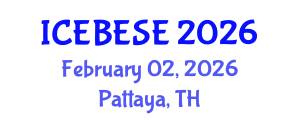 International Conference on Environmental, Biological, Ecological Sciences and Engineering (ICEBESE) February 02, 2026 - Pattaya, Thailand International Conference on Environmental, Biological, Ecological Sciences and Engineering (ICEBESE) February 02, 2026 - Pattaya, Thailand