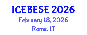 International Conference on Environmental, Biological, Ecological Sciences and Engineering (ICEBESE) February 18, 2026 - Rome, Italy