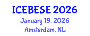 International Conference on Environmental, Biological, Ecological Sciences and Engineering (ICEBESE) January 19, 2026 - Amsterdam, Netherlands International Conference on Environmental, Biological, Ecological Sciences and Engineering (ICEBESE) January 19, 2026 - Amsterdam, Netherlands