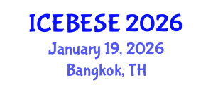International Conference on Environmental, Biological, Ecological Sciences and Engineering (ICEBESE) January 19, 2026 - Bangkok, Thailand International Conference on Environmental, Biological, Ecological Sciences and Engineering (ICEBESE) January 19, 2026 - Bangkok, Thailand