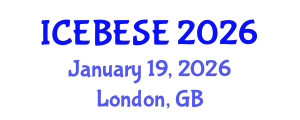 International Conference on Environmental, Biological, Ecological Sciences and Engineering (ICEBESE) January 19, 2026 - London, United Kingdom International Conference on Environmental, Biological, Ecological Sciences and Engineering (ICEBESE) January 19, 2026 - London, United Kingdom