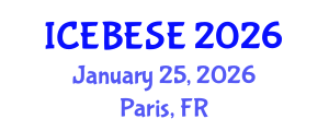 International Conference on Environmental, Biological, Ecological Sciences and Engineering (ICEBESE) January 25, 2026 - Paris, France