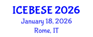 International Conference on Environmental, Biological, Ecological Sciences and Engineering (ICEBESE) January 18, 2026 - Rome, Italy