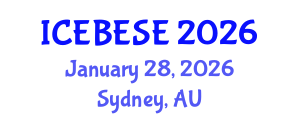 International Conference on Environmental, Biological, Ecological Sciences and Engineering (ICEBESE) January 28, 2026 - Sydney, Australia