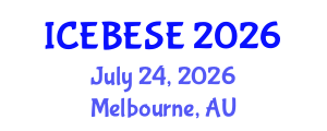 International Conference on Environmental, Biological, Ecological Sciences and Engineering (ICEBESE) July 24, 2026 - Melbourne, Australia International Conference on Environmental, Biological, Ecological Sciences and Engineering (ICEBESE) July 24, 2026 - Melbourne, Australia
