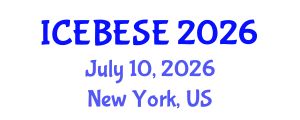 International Conference on Environmental, Biological, Ecological Sciences and Engineering (ICEBESE) July 10, 2026 - New York, United States International Conference on Environmental, Biological, Ecological Sciences and Engineering (ICEBESE) July 10, 2026 - New York, United States