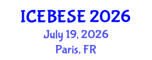 International Conference on Environmental, Biological, Ecological Sciences and Engineering (ICEBESE) July 19, 2026 - Paris, France