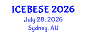 International Conference on Environmental, Biological, Ecological Sciences and Engineering (ICEBESE) July 28, 2026 - Sydney, Australia International Conference on Environmental, Biological, Ecological Sciences and Engineering (ICEBESE) July 28, 2026 - Sydney, Australia