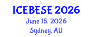 International Conference on Environmental, Biological, Ecological Sciences and Engineering (ICEBESE) June 15, 2026 - Sydney, Australia International Conference on Environmental, Biological, Ecological Sciences and Engineering (ICEBESE) June 15, 2026 - Sydney, Australia