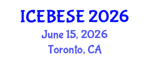 International Conference on Environmental, Biological, Ecological Sciences and Engineering (ICEBESE) June 15, 2026 - Toronto, Canada