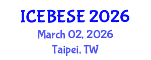 International Conference on Environmental, Biological, Ecological Sciences and Engineering (ICEBESE) March 02, 2026 - Taipei, Taiwan International Conference on Environmental, Biological, Ecological Sciences and Engineering (ICEBESE) March 02, 2026 - Taipei, Taiwan