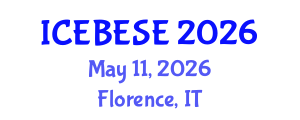 International Conference on Environmental, Biological, Ecological Sciences and Engineering (ICEBESE) May 11, 2026 - Florence, Italy International Conference on Environmental, Biological, Ecological Sciences and Engineering (ICEBESE) May 11, 2026 - Florence, Italy