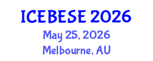 International Conference on Environmental, Biological, Ecological Sciences and Engineering (ICEBESE) May 25, 2026 - Melbourne, Australia International Conference on Environmental, Biological, Ecological Sciences and Engineering (ICEBESE) May 25, 2026 - Melbourne, Australia