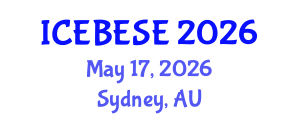 International Conference on Environmental, Biological, Ecological Sciences and Engineering (ICEBESE) May 17, 2026 - Sydney, Australia