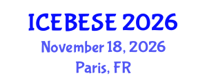 International Conference on Environmental, Biological, Ecological Sciences and Engineering (ICEBESE) November 18, 2026 - Paris, France