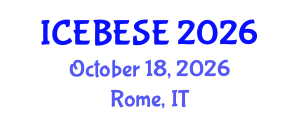 International Conference on Environmental, Biological, Ecological Sciences and Engineering (ICEBESE) October 18, 2026 - Rome, Italy