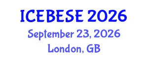 International Conference on Environmental, Biological, Ecological Sciences and Engineering (ICEBESE) September 23, 2026 - London, United Kingdom