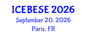 International Conference on Environmental, Biological, Ecological Sciences and Engineering (ICEBESE) September 20, 2026 - Paris, France