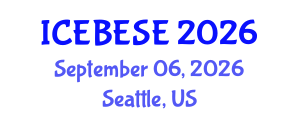 International Conference on Environmental, Biological, Ecological Sciences and Engineering (ICEBESE) September 06, 2026 - Seattle, United States International Conference on Environmental, Biological, Ecological Sciences and Engineering (ICEBESE) September 06, 2026 - Seattle, United States