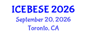 International Conference on Environmental, Biological, Ecological Sciences and Engineering (ICEBESE) September 20, 2026 - Toronto, Canada