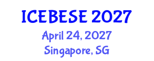 International Conference on Environmental, Biological, Ecological Sciences and Engineering (ICEBESE) April 24, 2027 - Singapore, Singapore International Conference on Environmental, Biological, Ecological Sciences and Engineering (ICEBESE) April 24, 2027 - Singapore, Singapore