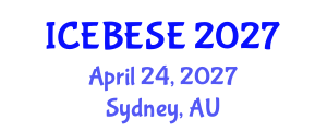 International Conference on Environmental, Biological, Ecological Sciences and Engineering (ICEBESE) April 24, 2027 - Sydney, Australia International Conference on Environmental, Biological, Ecological Sciences and Engineering (ICEBESE) April 24, 2027 - Sydney, Australia