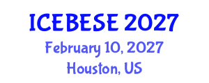International Conference on Environmental, Biological, Ecological Sciences and Engineering (ICEBESE) February 10, 2027 - Houston, United States International Conference on Environmental, Biological, Ecological Sciences and Engineering (ICEBESE) February 10, 2027 - Houston, United States