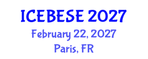 International Conference on Environmental, Biological, Ecological Sciences and Engineering (ICEBESE) February 22, 2027 - Paris, France International Conference on Environmental, Biological, Ecological Sciences and Engineering (ICEBESE) February 22, 2027 - Paris, France