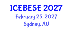 International Conference on Environmental, Biological, Ecological Sciences and Engineering (ICEBESE) February 25, 2027 - Sydney, Australia International Conference on Environmental, Biological, Ecological Sciences and Engineering (ICEBESE) February 25, 2027 - Sydney, Australia