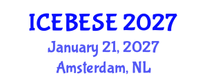 International Conference on Environmental, Biological, Ecological Sciences and Engineering (ICEBESE) January 21, 2027 - Amsterdam, Netherlands International Conference on Environmental, Biological, Ecological Sciences and Engineering (ICEBESE) January 21, 2027 - Amsterdam, Netherlands
