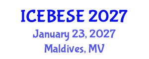 International Conference on Environmental, Biological, Ecological Sciences and Engineering (ICEBESE) January 23, 2027 - Maldives, Maldives International Conference on Environmental, Biological, Ecological Sciences and Engineering (ICEBESE) January 23, 2027 - Maldives, Maldives