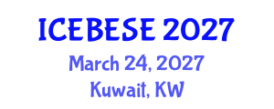 International Conference on Environmental, Biological, Ecological Sciences and Engineering (ICEBESE) March 24, 2027 - Kuwait, Kuwait International Conference on Environmental, Biological, Ecological Sciences and Engineering (ICEBESE) March 24, 2027 - Kuwait, Kuwait