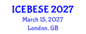 International Conference on Environmental, Biological, Ecological Sciences and Engineering (ICEBESE) March 15, 2027 - London, United Kingdom International Conference on Environmental, Biological, Ecological Sciences and Engineering (ICEBESE) March 15, 2027 - London, United Kingdom