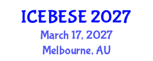 International Conference on Environmental, Biological, Ecological Sciences and Engineering (ICEBESE) March 17, 2027 - Melbourne, Australia International Conference on Environmental, Biological, Ecological Sciences and Engineering (ICEBESE) March 17, 2027 - Melbourne, Australia