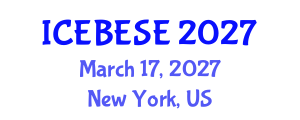International Conference on Environmental, Biological, Ecological Sciences and Engineering (ICEBESE) March 17, 2027 - New York, United States International Conference on Environmental, Biological, Ecological Sciences and Engineering (ICEBESE) March 17, 2027 - New York, United States