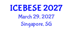 International Conference on Environmental, Biological, Ecological Sciences and Engineering (ICEBESE) March 29, 2027 - Singapore, Singapore International Conference on Environmental, Biological, Ecological Sciences and Engineering (ICEBESE) March 29, 2027 - Singapore, Singapore