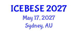 International Conference on Environmental, Biological, Ecological Sciences and Engineering (ICEBESE) May 17, 2027 - Sydney, Australia International Conference on Environmental, Biological, Ecological Sciences and Engineering (ICEBESE) May 17, 2027 - Sydney, Australia