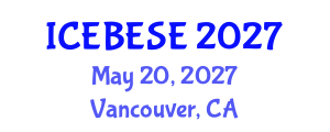 International Conference on Environmental, Biological, Ecological Sciences and Engineering (ICEBESE) May 20, 2027 - Vancouver, Canada International Conference on Environmental, Biological, Ecological Sciences and Engineering (ICEBESE) May 20, 2027 - Vancouver, Canada