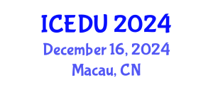 International Conference on Environmental Degradation and Urbanization (ICEDU) December 16, 2024 - Macau, China