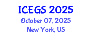International Conference on Environmental Geology and Seismology (ICEGS) October 07, 2025 - New York, United States