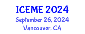 International Conference on Environmental Management and Engineering (ICEME) September 26, 2024 - Vancouver, Canada