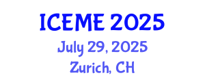 International Conference on Environmental Management and Engineering (ICEME) July 29, 2025 - Zurich, Switzerland