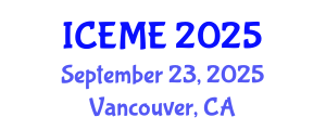 International Conference on Environmental Management and Engineering (ICEME) September 23, 2025 - Vancouver, Canada