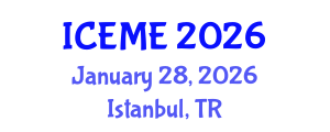 International Conference on Environmental Management and Engineering (ICEME) January 28, 2026 - Istanbul, Turkey