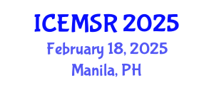 International Conference on Environmental Monitoring, Simulation and Remediation (ICEMSR) February 18, 2025 - Manila, Philippines